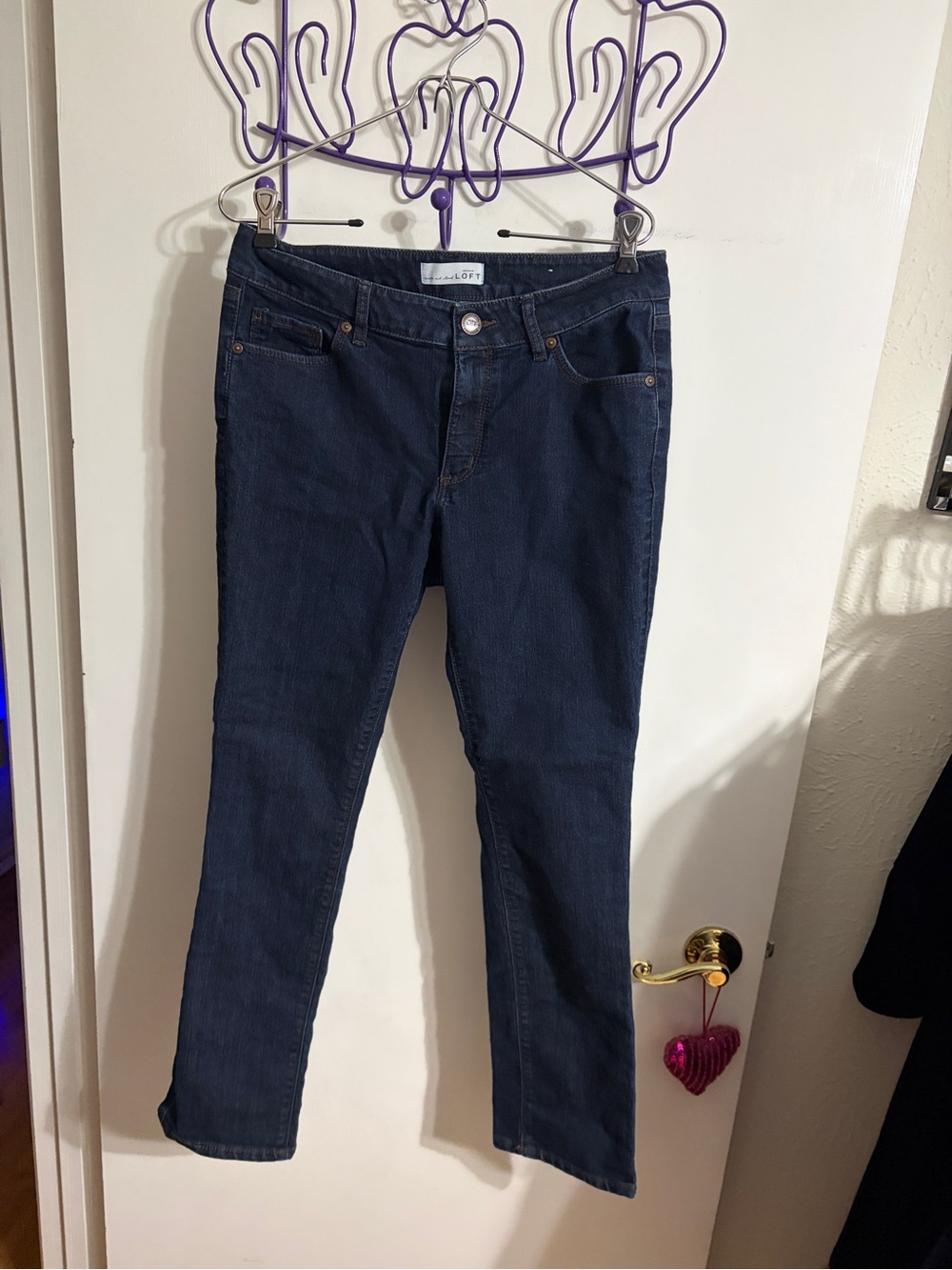 💜 8 Loft Curvy Straight Leg Women Jeans in Dark Blue